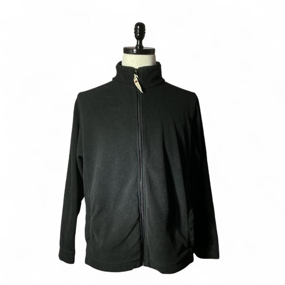 Woolrich Womens Black Fleece Full Zip‎ Mock Neck Jacket Size L